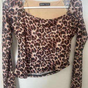 SHEIN Brown Leopard Print Blouse